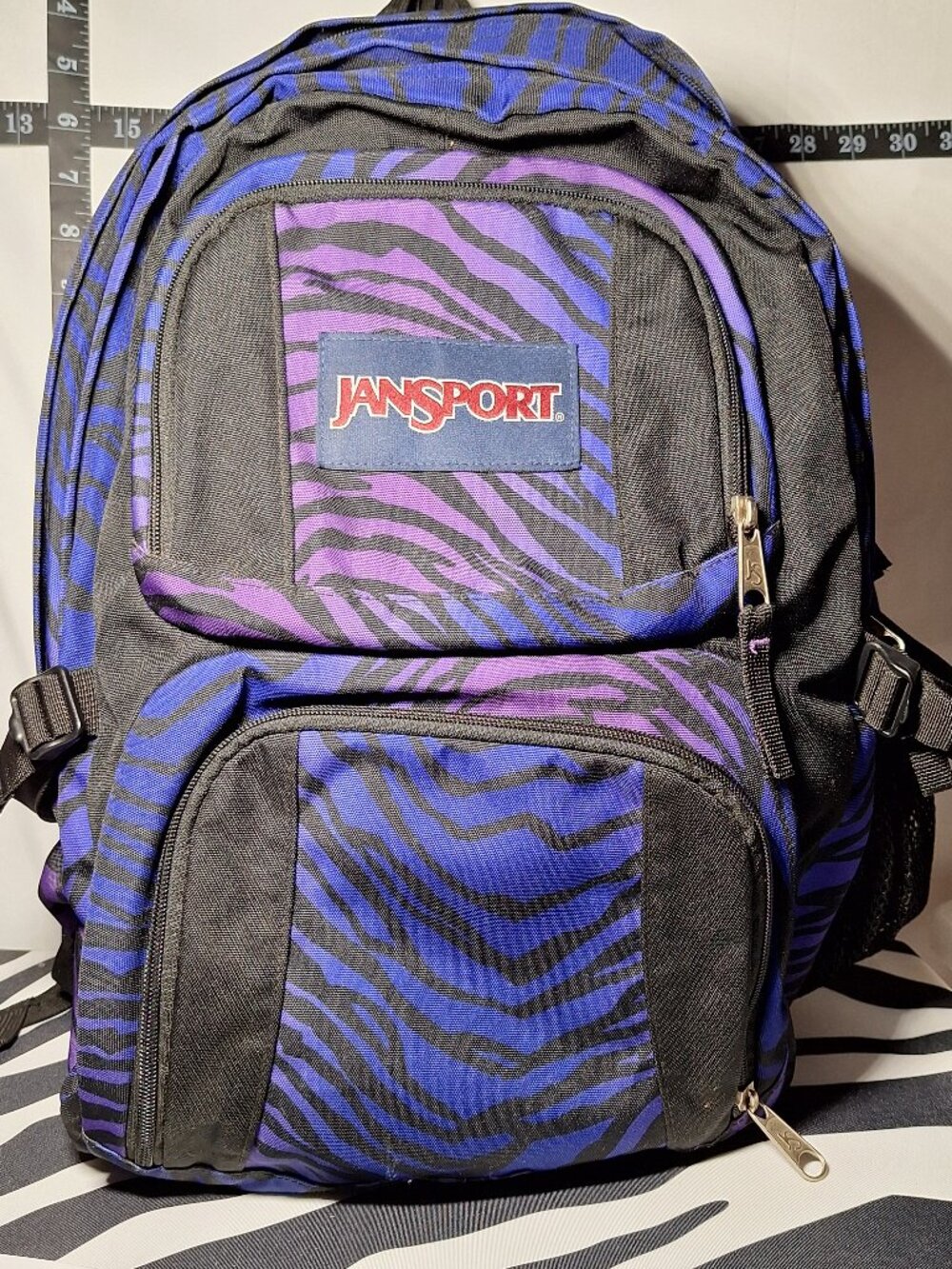 Jansport Back Pack Purple Blue Zebra - Used
